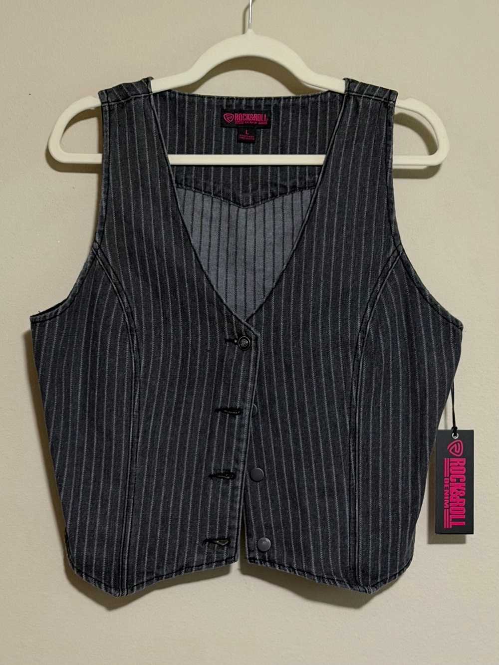 Rock & Roll Pinstripe Charcoal Women's Tailored Vest